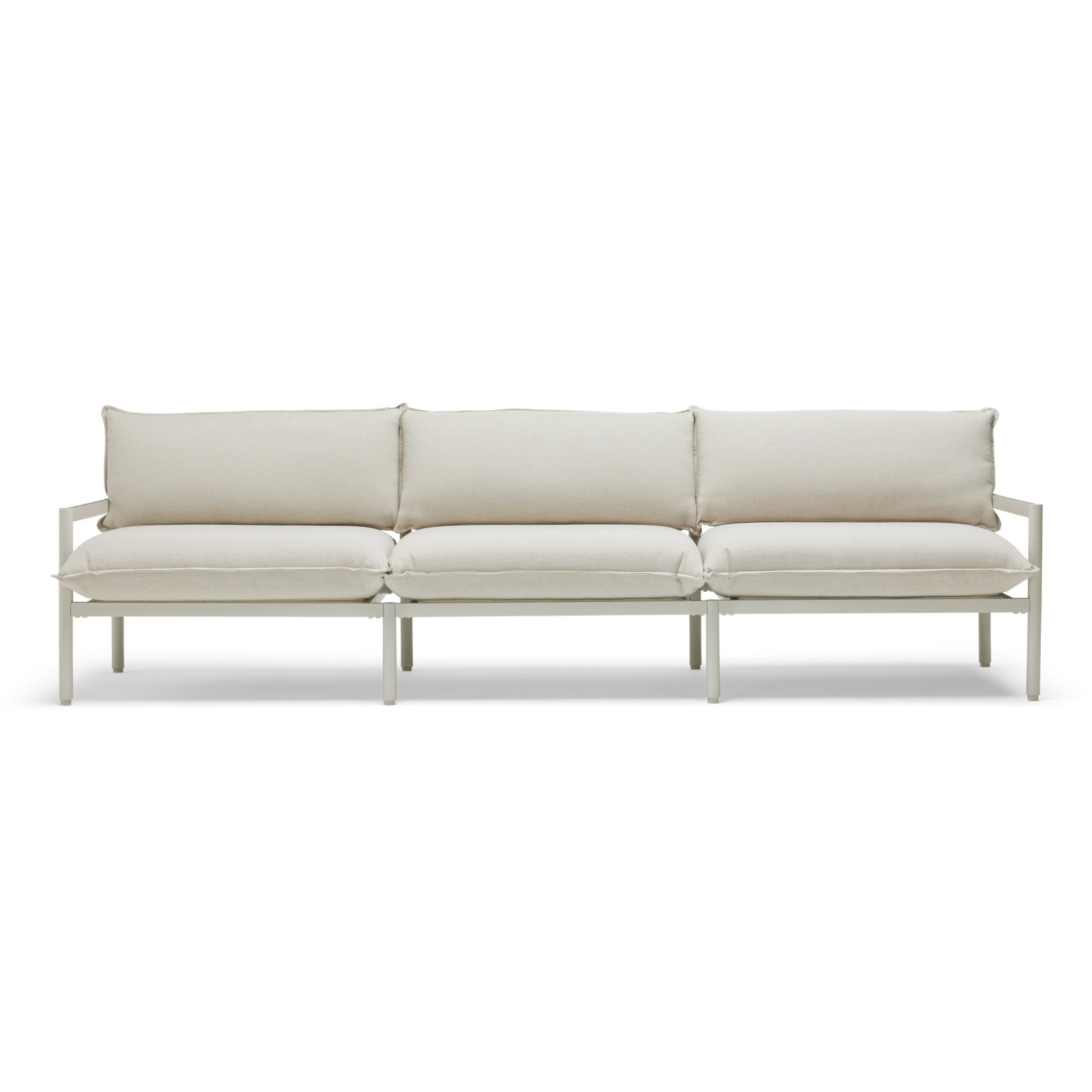 Terra 105'' Wide Powder Coated Aluminum Patio Sofa with Sunbrella® Cushions, Putty