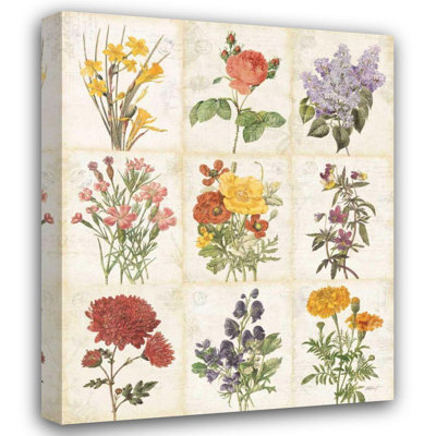 Astoria Grand Pertiet, Katie Gallery Wrapped Canvas Art Titled: Flowers of the Month 9 Patch