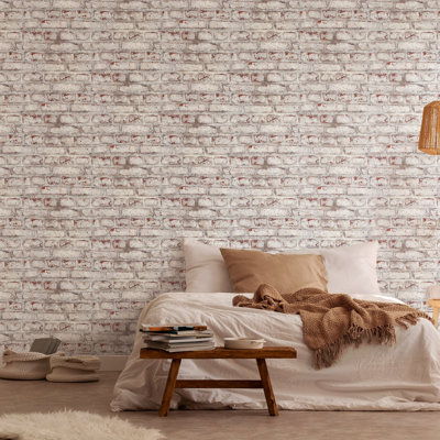 The Bricks and More Coastal Brick Effect Motif 10.05m x 53cm Matte Wallpaper Roll