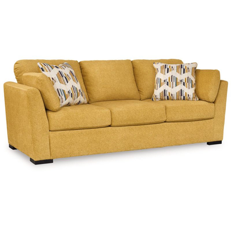 Owlex 94'' Upholstered Sleeper Sofa, Yellow 100% Polyester