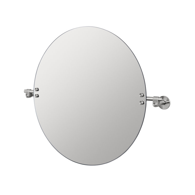 Small Round Vanity & Dresser Mirror, Stainless Steel, 23.6" x 28.94"