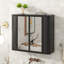 Armoire de salle de bain murale avec miroir, 2 portes en miroir et tablette ouverte, armoire de rangement à cadre de ferme avec compartiment ouvert pour meuble-lavabo, toilette et lavabo-1868058419