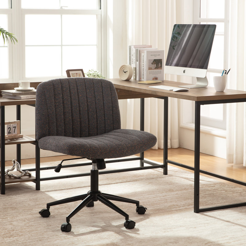 Armless Criss Cross Chairs, Preminum Fabric Swivel Vanity Chair ,Modern Adjustable Office chair, Gray