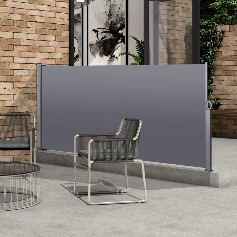 Auvent d'intimité rétractable 138 po x 71 po, gris, imperméable pour bancs, L 141,55 po x P 71,35 po
