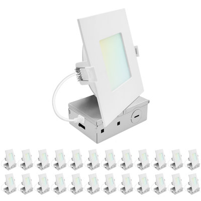 Éclairage encastré carré à DEL 5 pouces LUXRITE, mini panneau lumineux rétroéclairé ECO, 5CCT 2700K-5000K, 1200LM, 13W, 100 °, intensité variable 10% à 100% homologué ETAC