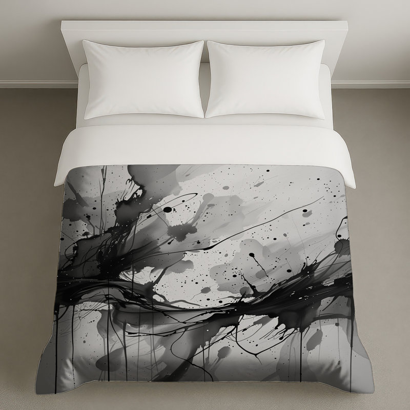 Housse de couette abstraite noire, Lit simple