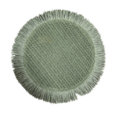 Napperon tissé rond à franges beige 15 x 15 - ensemble de 12