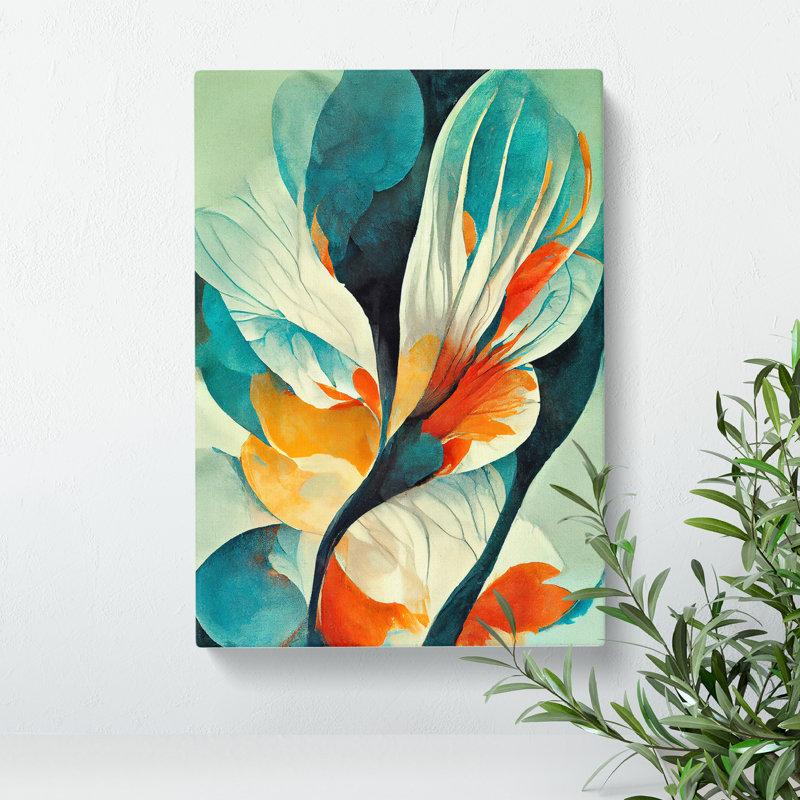 Colourful Abstract Flowers No.5 - Wrapped Canvas Print, 50cm H x 35cm W