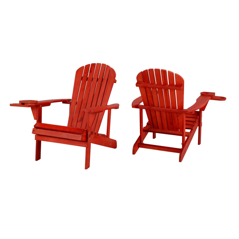 Chaise Adirondack en bois massif Apsana, Rouge
