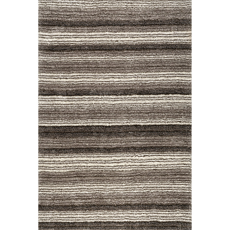 Panitz Hand Tufted Multi Striped Shaggy Grey/Brown Area Rug, Rectangle 10' x 14'