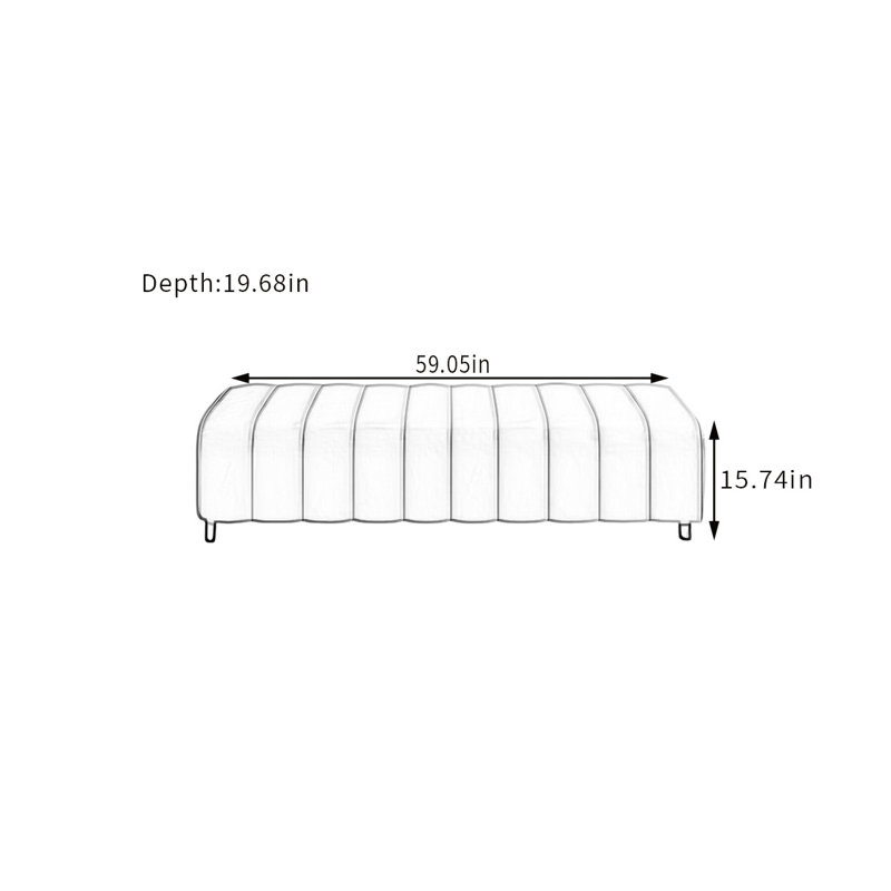 Banc rembourré en cuir Zaryab, H 15,74 po x l 59,05 po x P 19,68 po
