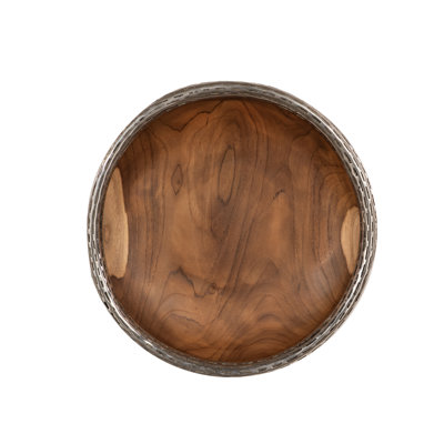 Teak Wood Bowl Wall Art, Metallurgy Edge