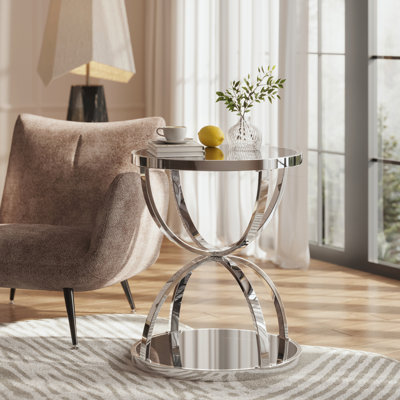 Cadre en métal et table basse en verre trempé transparent
