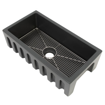 Fireclay Venice Front Reversible 33" L x 18" W Farmhouse/Apron Kitchen Sink with Accessories
