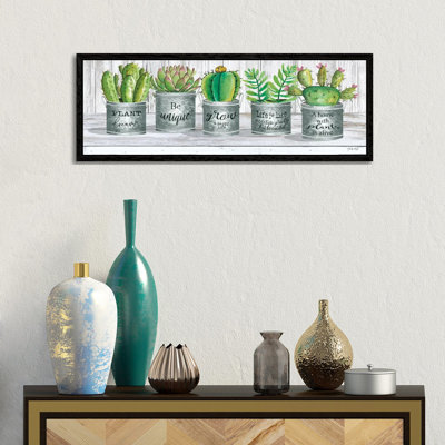 Galvanized Pot Succulents I 1 Piece Panoramic Wall Art on Canvas