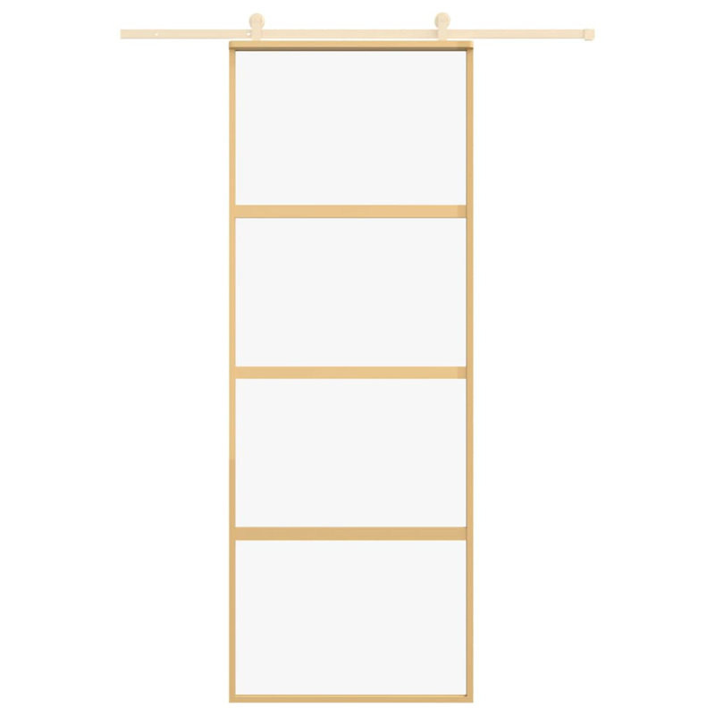 Muthiani Glass Sliding Door, 205cm H x 76cm W x 4 cm D, Gold