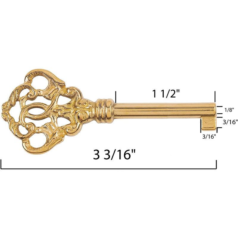 Clé squelette en laiton massif pour horloge grand-père, portes d'armoire, tiroirs de commode