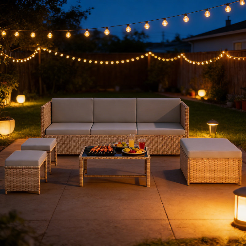 170cm Wide Straight Metal Patio Sectional Set