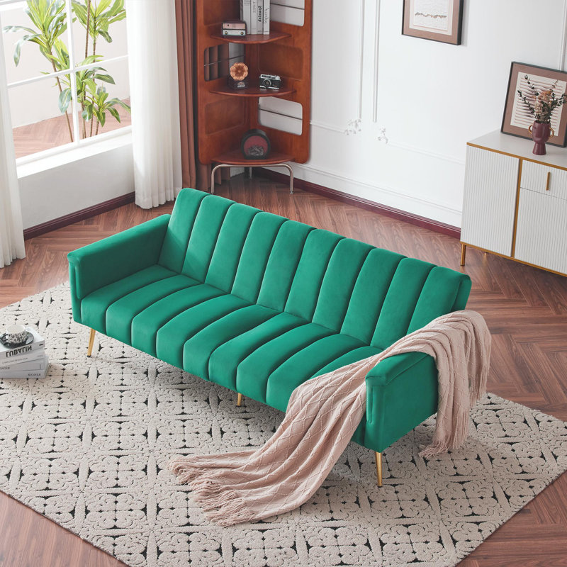Adeboye 2 Seater Velvet Sofa Bed, Greem