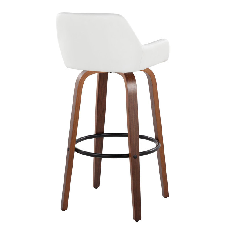 Contemporary Fixed-Height Barstool, White, Brown/Black