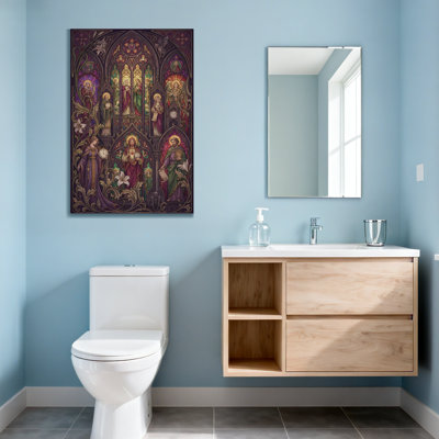 Abstract Stained Glass Window Religious Figures Artwork