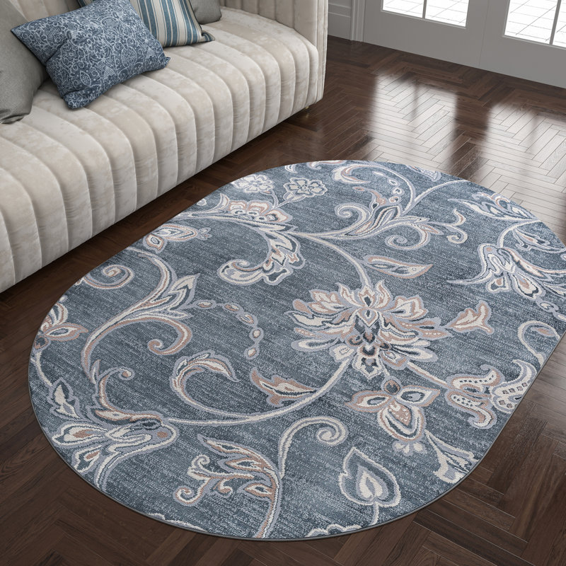 Tapis gris foncé Wealden, Ovale 5 pi 3 po x 7 pi 3 po