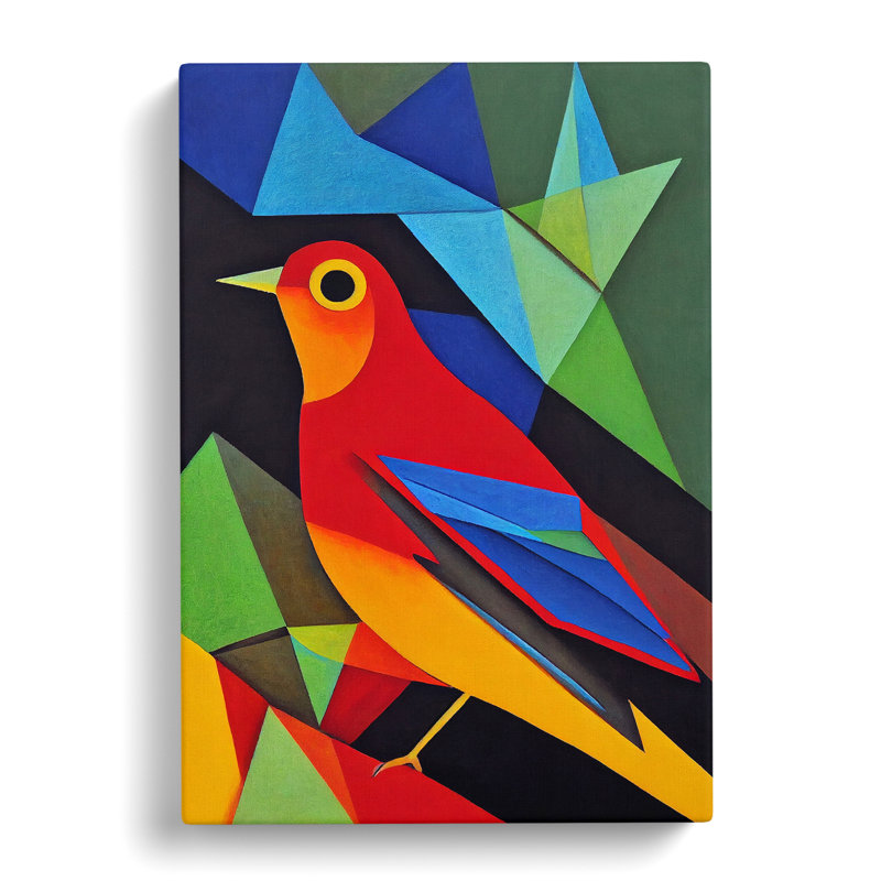 Vika Robin Bird Abstract Vol.7 - Wrapped Canvas Print, 50cm H x 35cm W