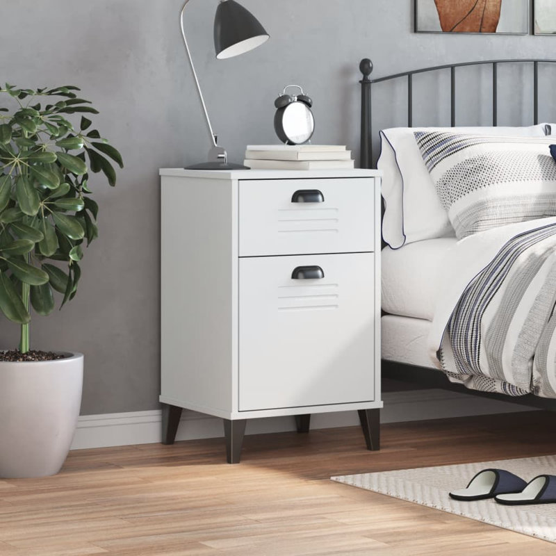 Aayaan 40cm W Plastic Bedside Table, White