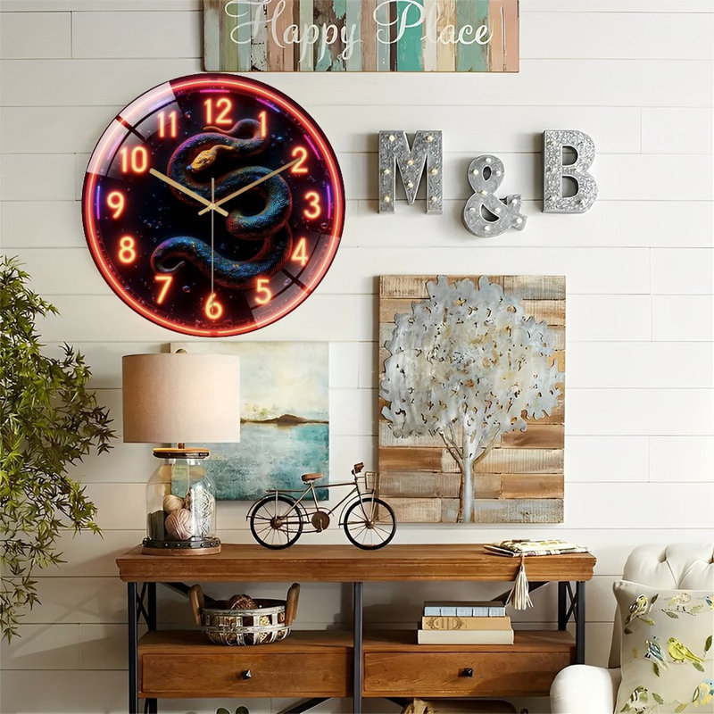Horloge murale Neon Snake