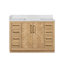 Meuble-lavabo simple 48 po Carrasco en chêne naturel brun avec plateau en pierre de quartz blanc soyeux-359548204-398079084-398079122