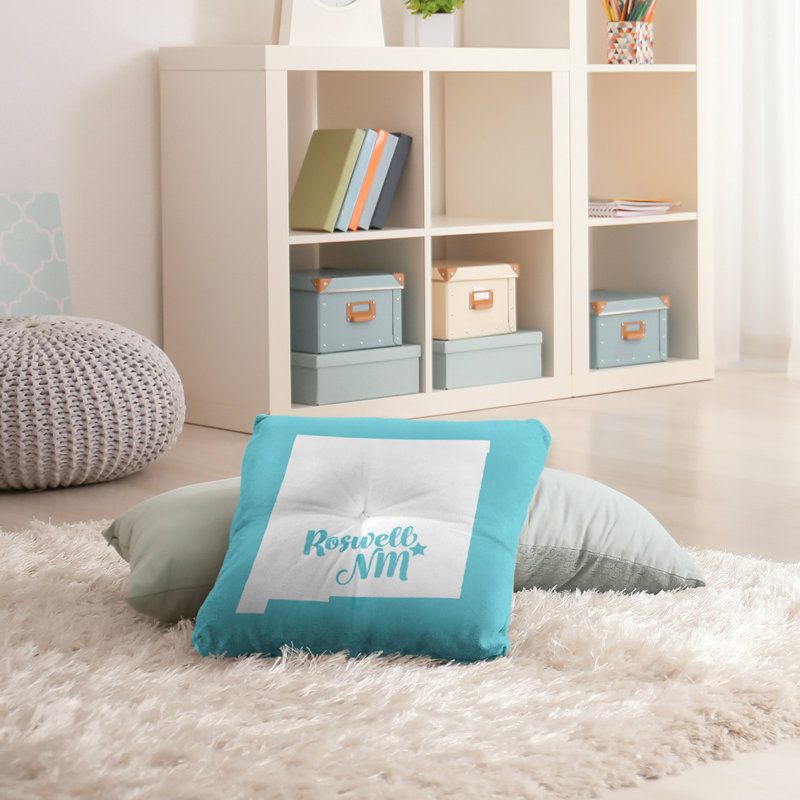 Coussin de plancher touffeté, 26 po x 26 po, Bleu sarcelle, Rochester