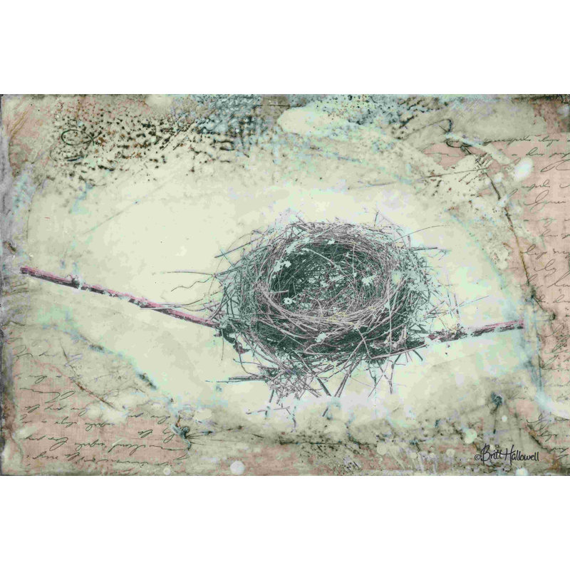 Hivernage - peinture, H 12 po x l 18 po, No, Toile encadrée noyer flottant