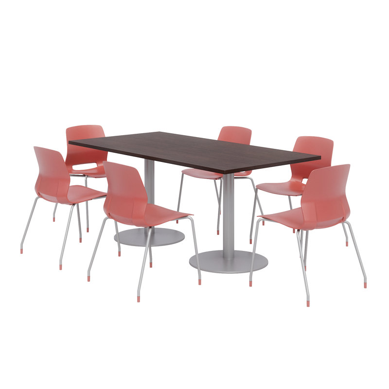 Ensemble de table de salle à manger rectangulaire 72 "et chaise, Espresso, Corail