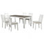 Ensemble de table de salle à manger de style rétro 7 pièces avec table extensible et 6 chaises rembourrées TREXM (brun et blanc)-331944365-331944367