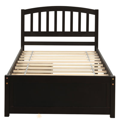 Twin Platform Storage Bed Wood Bed Frame With Two Drawers And Headboard