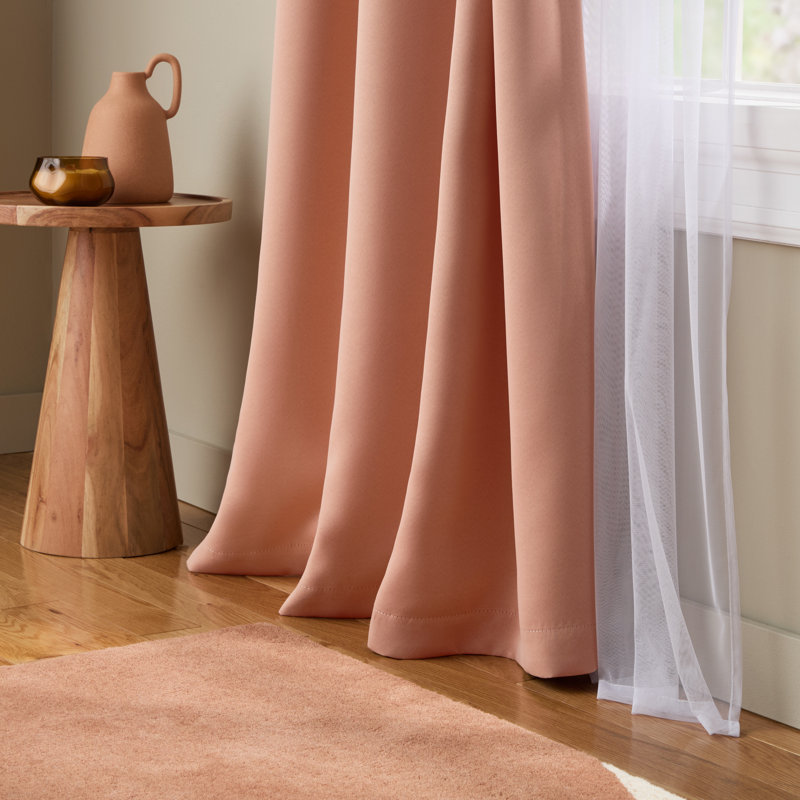  Oslo Double Layer Room Darkening and Sheer Grommet Top Curtains 2-Pack, Peach, 52" W x 84" L