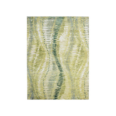Tapis oriental vert en soie noué à la main 9 pi 0 po x 12 pi 2 po - MOA10275551