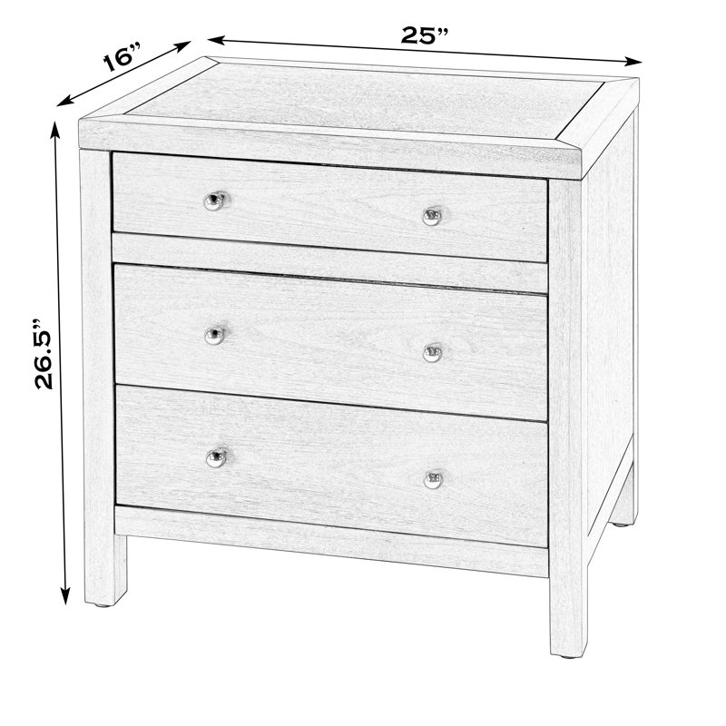 Nora 25 in. W Rectangular Wood 3 Drawer Nightstand, Walnut