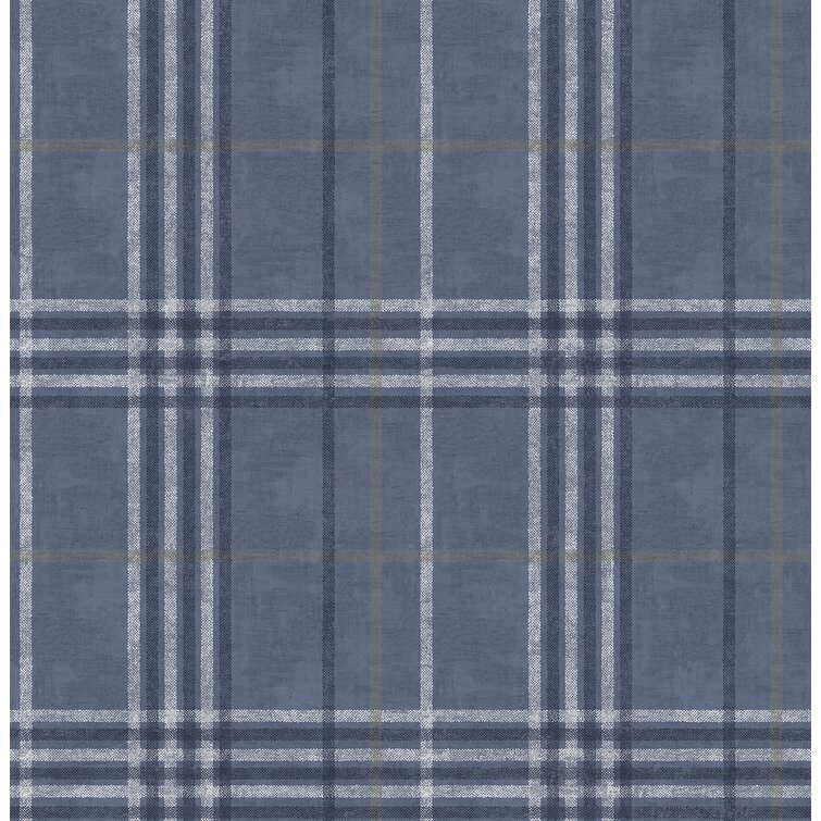 Sofia Plaid' Wallpaper by Wallshoppe - Blue