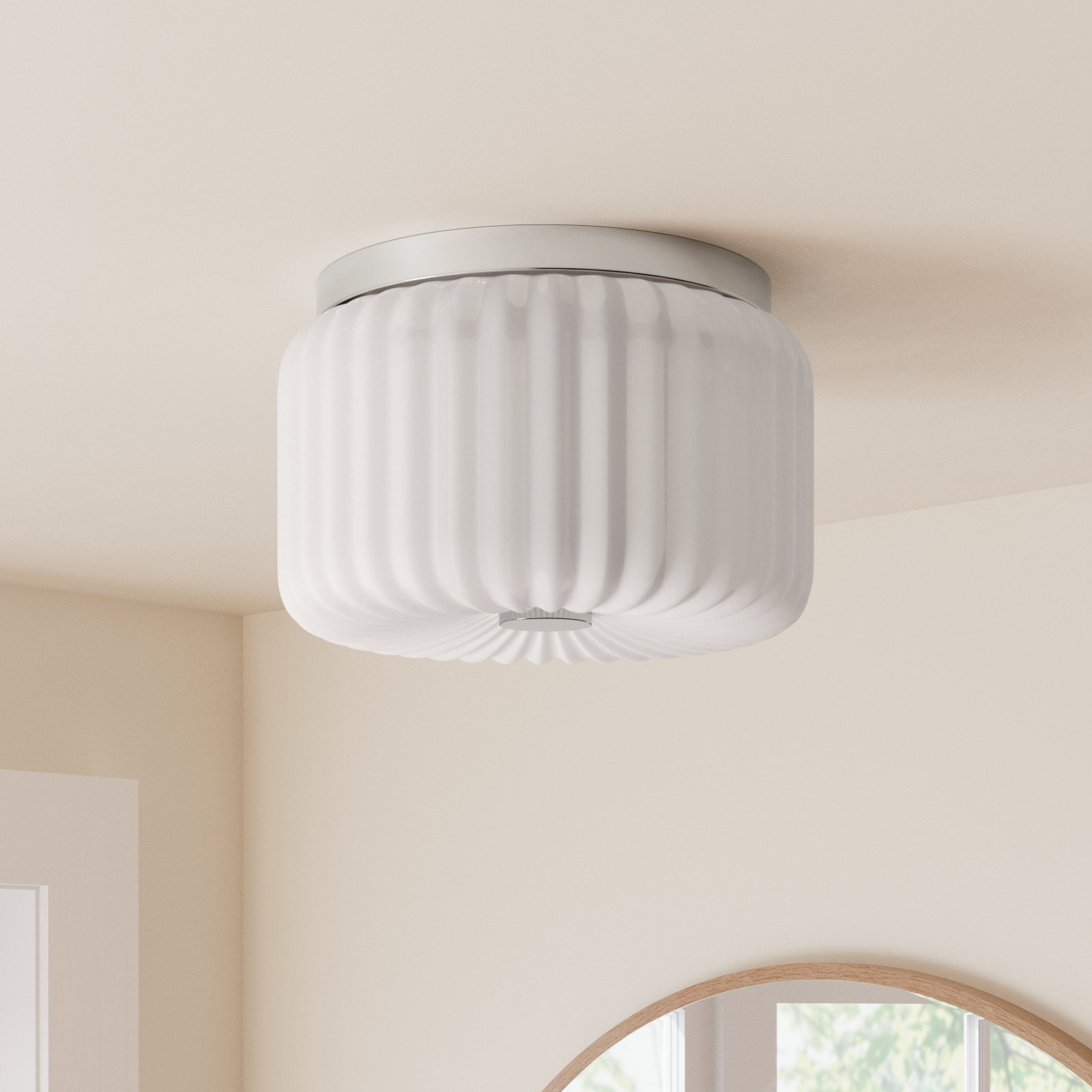 Willa 2 Light Glass Flush Mount, Polished Nickel