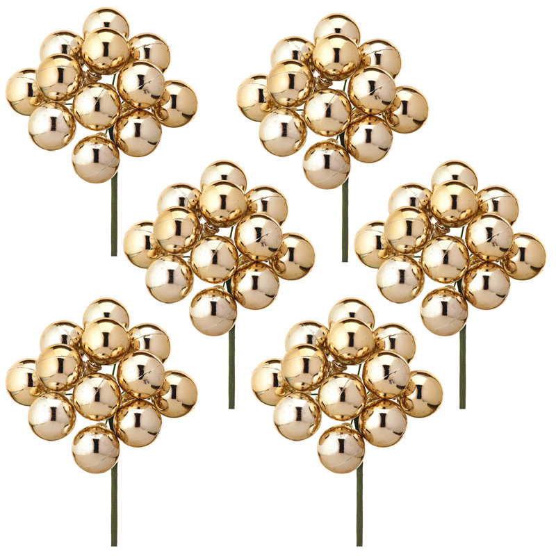 20 boules de tige en plastique incassable de 12 mm Shiney, Doré