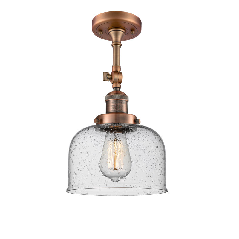 Glass Semi Flush Mount, Antique Copper