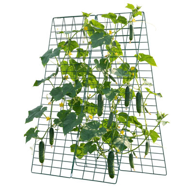 Cucumber Trellis 4 Pack, A-Frame Garden Trellises for Raised Bed, Metal Rustproof Coating Plant Support for Vine, Climbing Plants, Peas, Beans, Zucchini, Tomato, Flower (46.06 x 16.93 in x 4PCS)