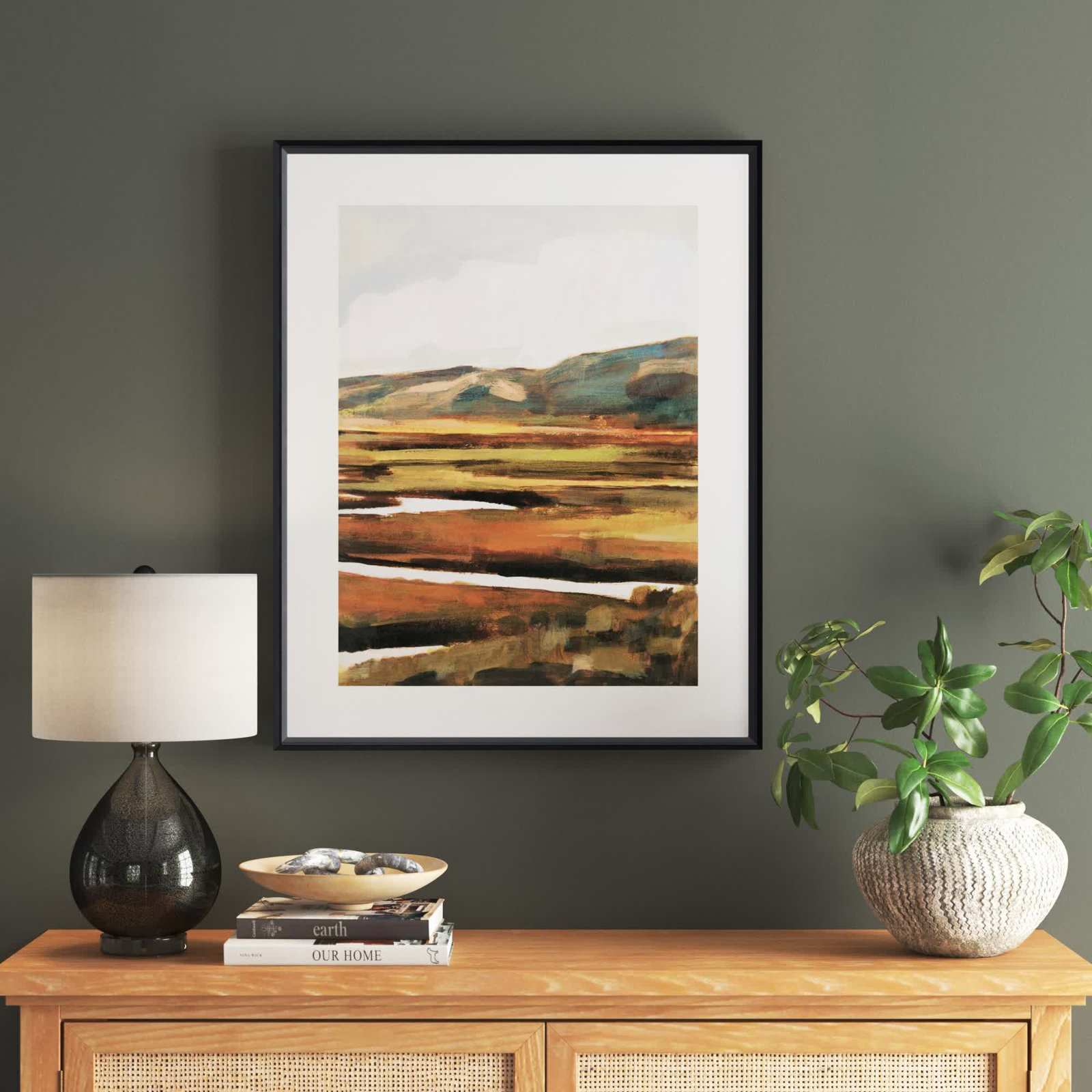 Mountain Field II by Victoria Borges, 35" H x 28" W, Black