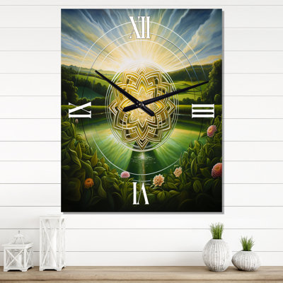 Bright Shining Mandala In Paradise Landscape - Buddhism Modern Wall Clock