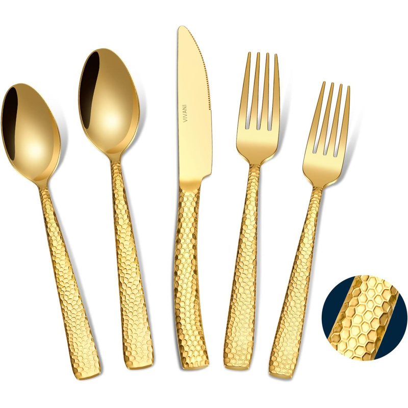 Ensemble de couverts 20 pièces en acier inoxydable 18/10 pour 4 personnes, ensemble de coutellerie, fourchettes, cuillères et couteaux luxueux et durables