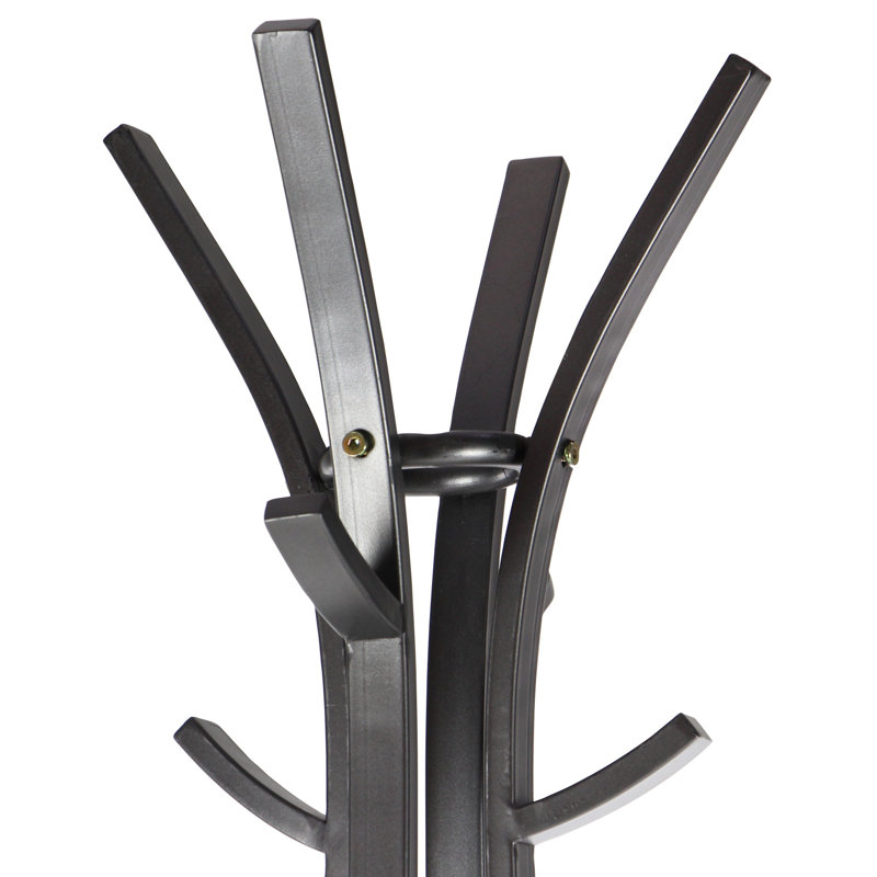 Dark Gray Metal Coat Rack with Umbrella Stand