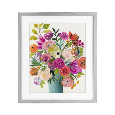 «Jewel Of Summer Bouquet», reproduction sous verre encadrée, design par Suzanne Allard