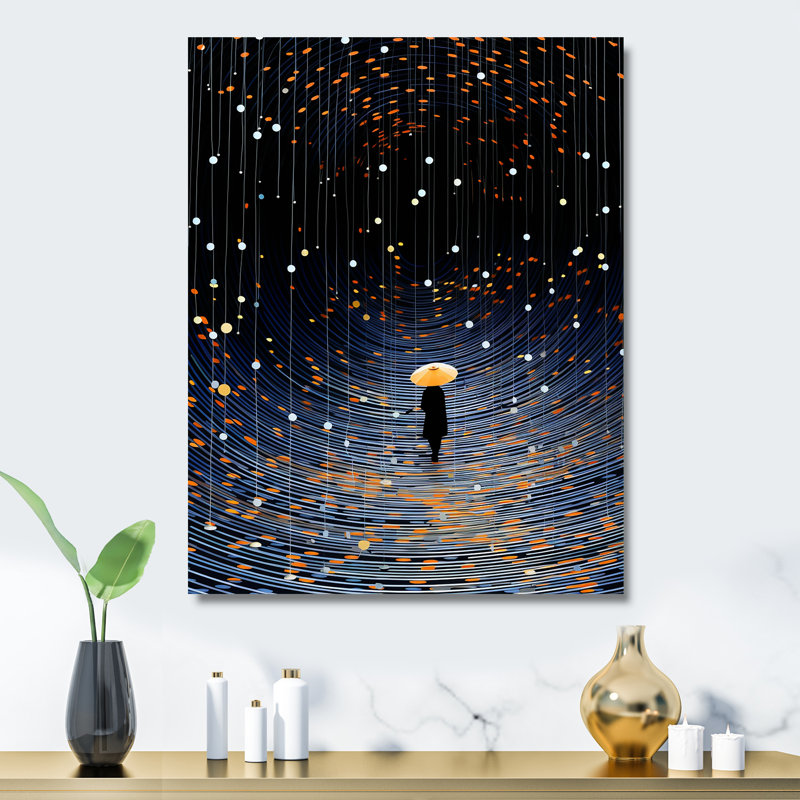 Starry Night Sky Pathway - reproduction d'art murale abstraite en métal, H 32 po x l 16 po x P 1 po