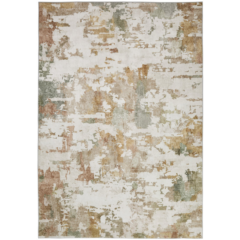Abstract Rust Washable/Stain Guarded Area Rug, Rectangle 120 x 180 cm